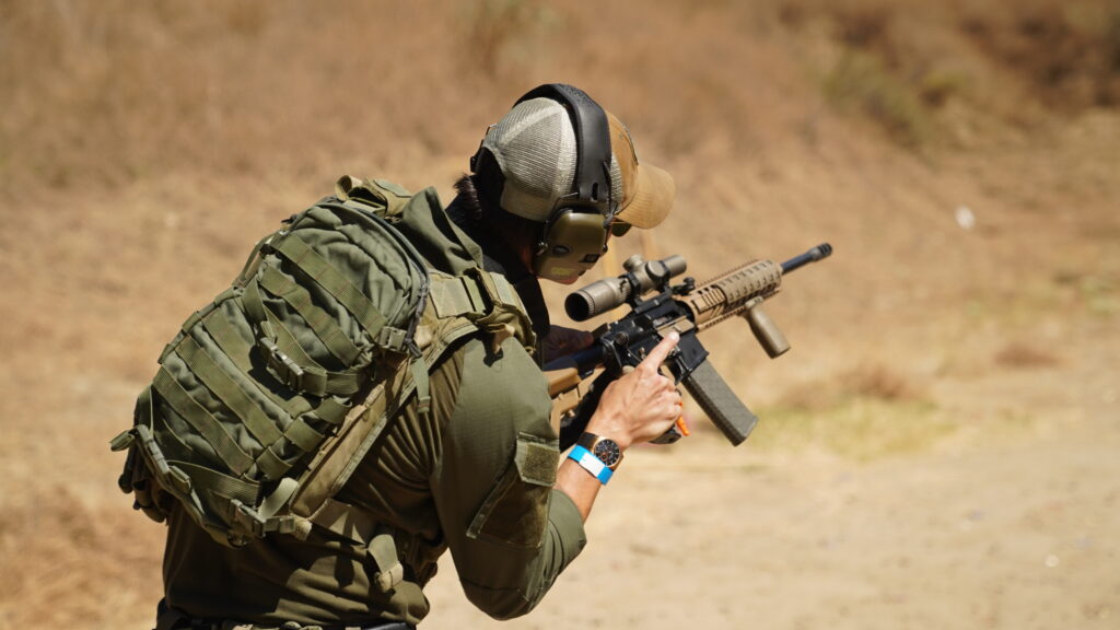 A person training outdoors.